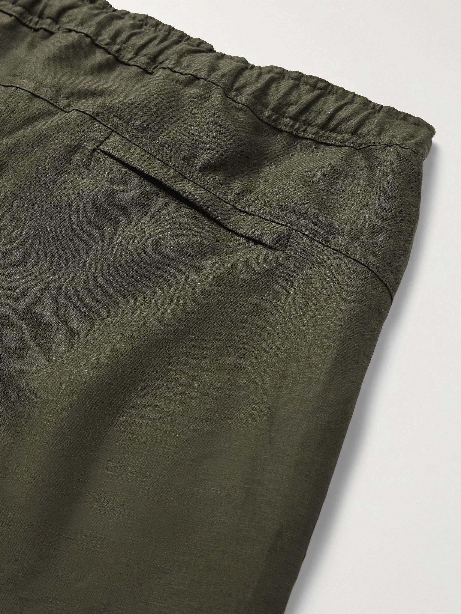 Sydney Slim-Fit Linen Drawstring Trousers Green - 5