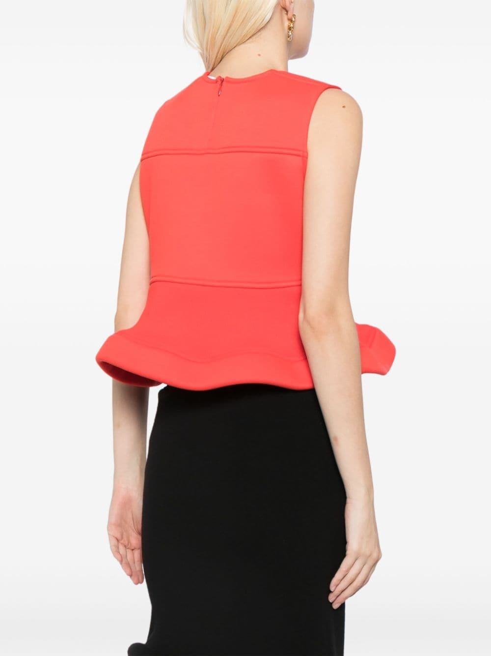 peplum hem sleeveless top - 4