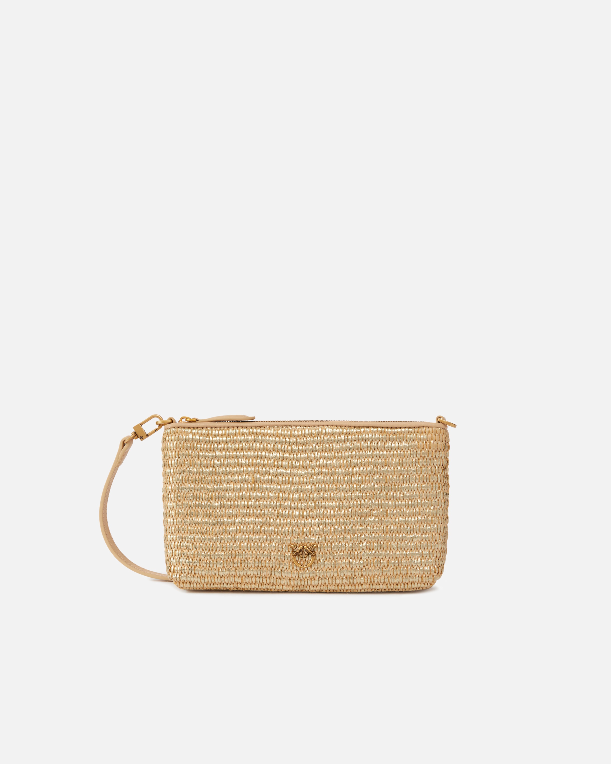 SMALL FLAT LAMINATED RAFFIA HANDBAG WITH SHOULDER STRAP - 1