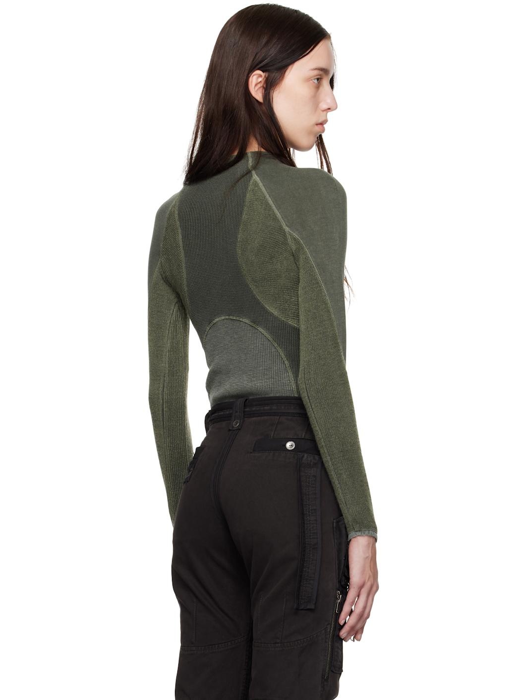 Khaki Half-Zip Raglan Sweater - 3