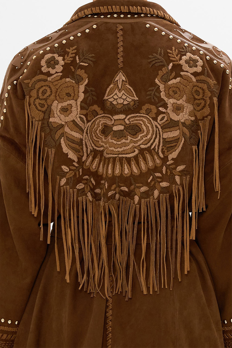 EMBROIDERED LONG SUEDE COAT 6
