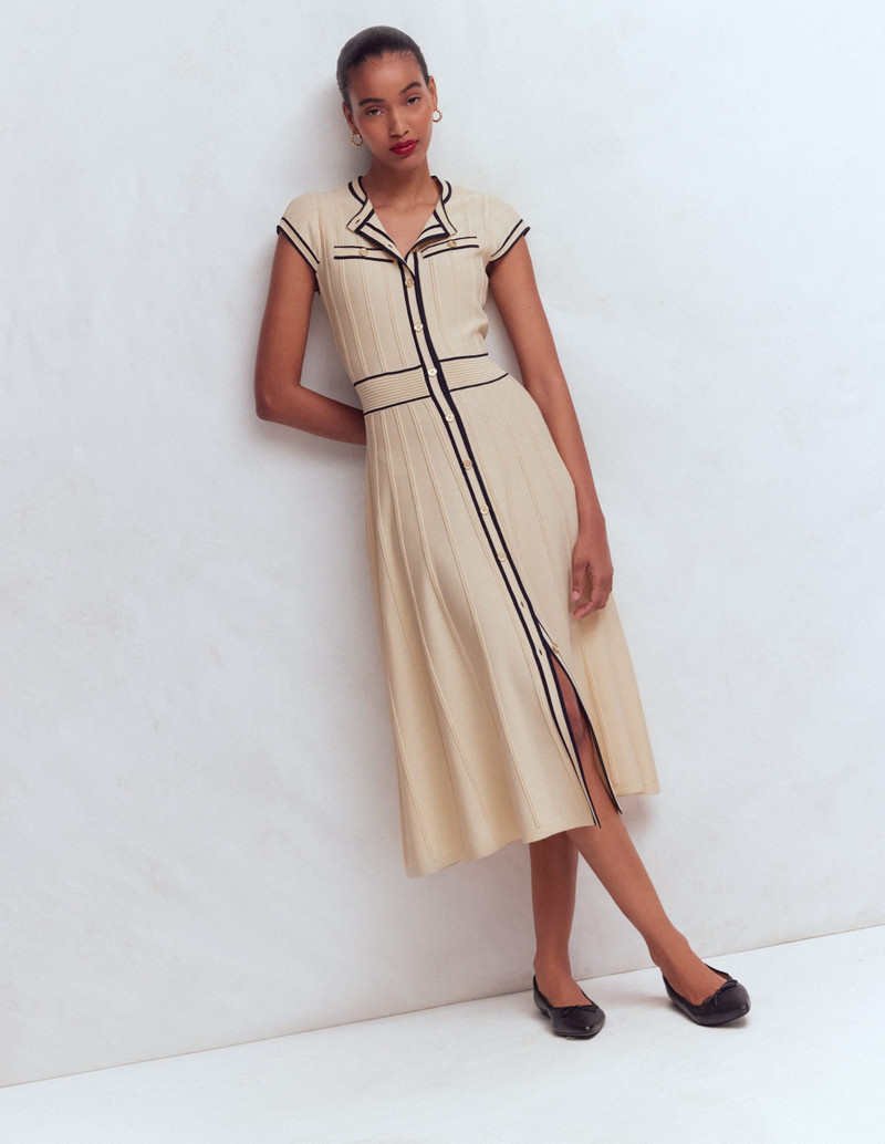 Cap Sleeve Knitted Dress-Warm Ivory 7