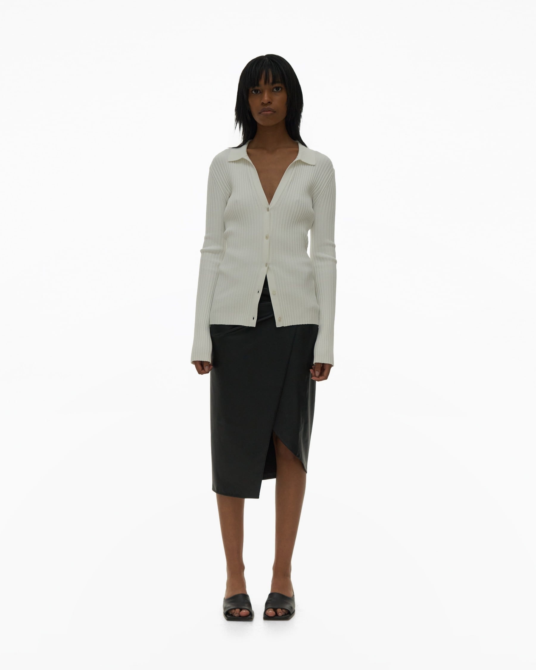 RIBBED POLO CARDIGAN - 2