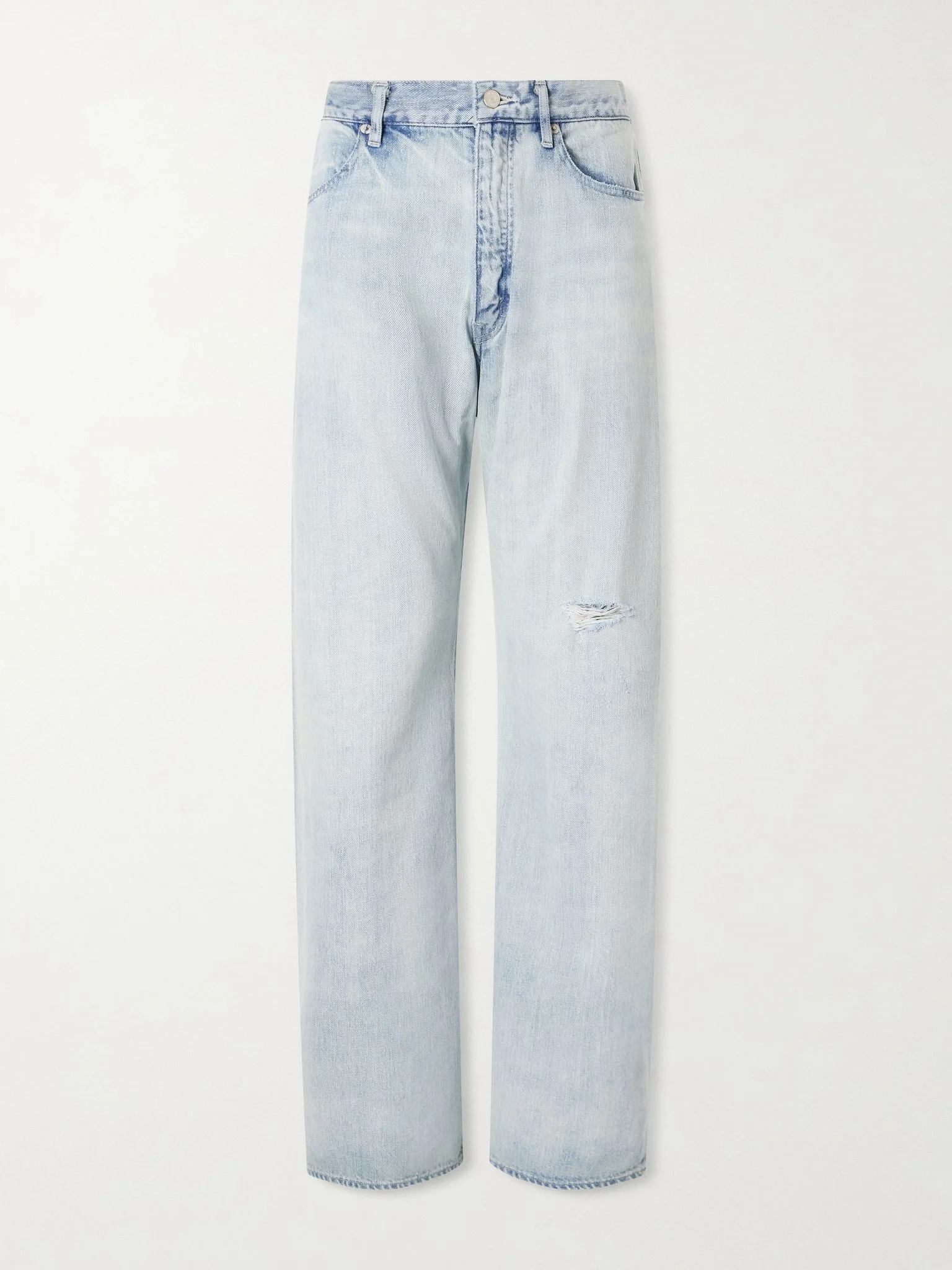 Distressed mid-rise wide-leg jeans Light denim - 1