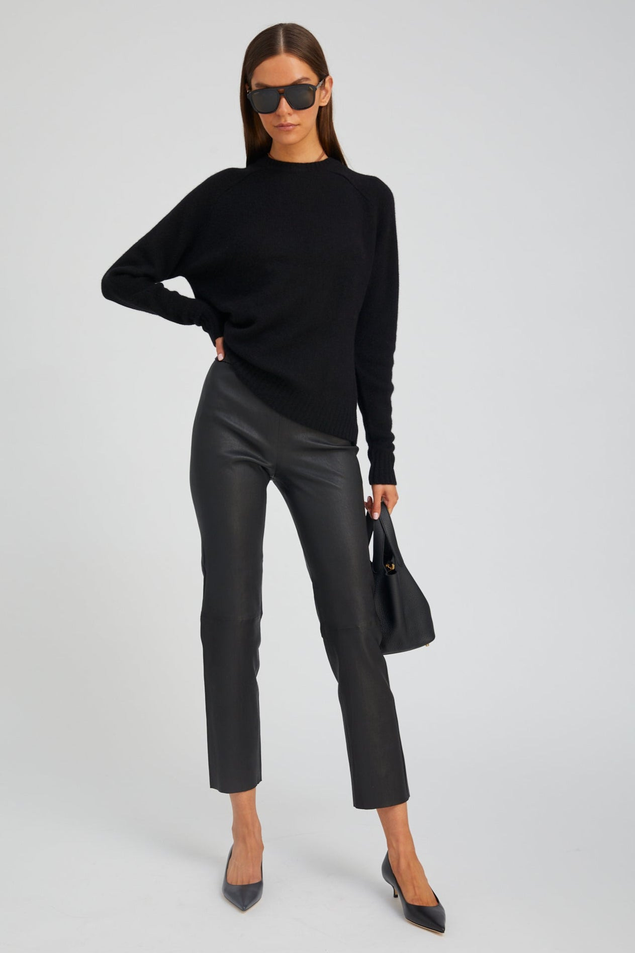 BLACK CASHMERE LOOSE GAUGE CREWNECK - 3