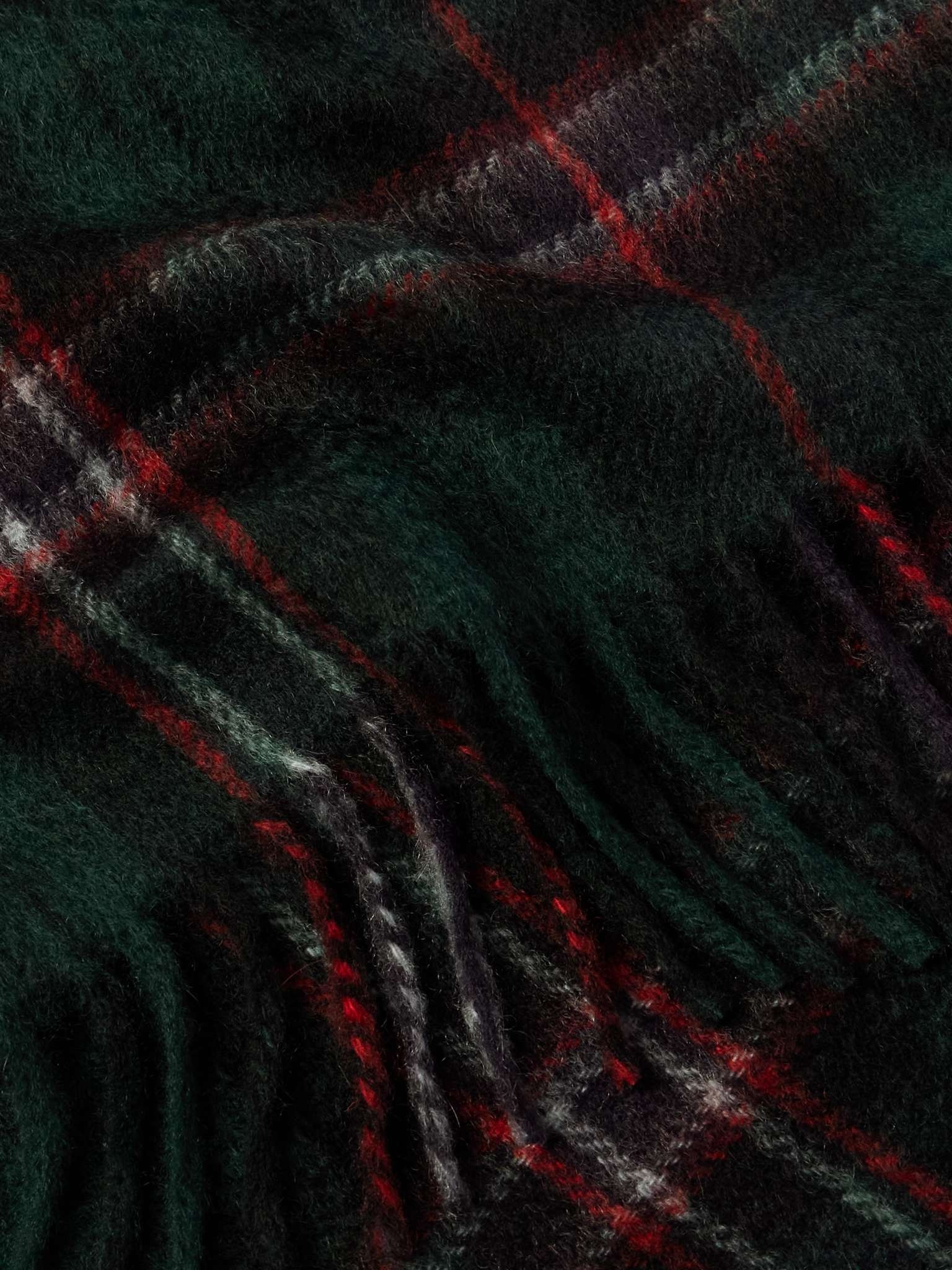 Fringed Checked Cashmere Scarf - 3