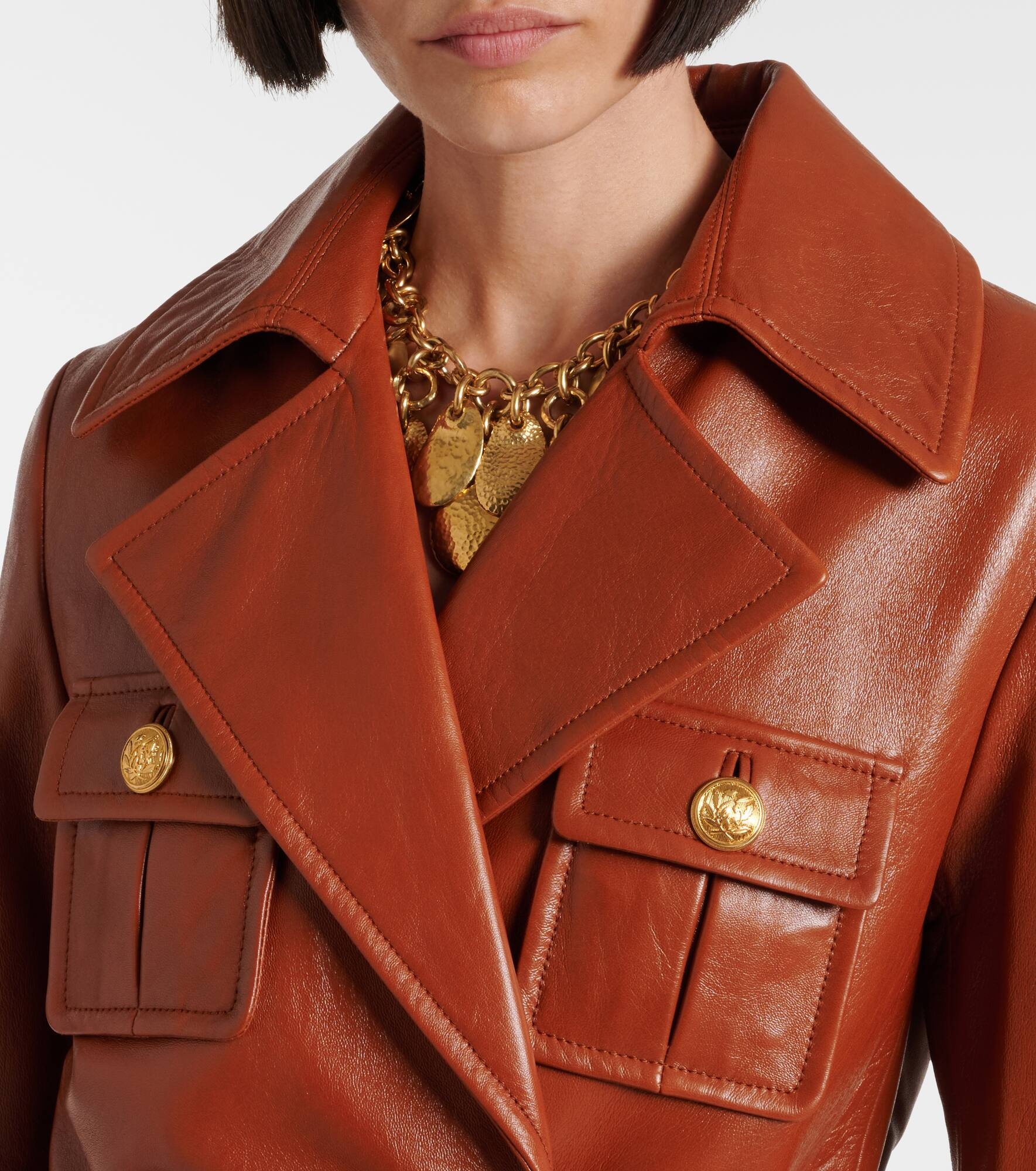 Chloé Double-breasted belted leather coat | mytheresa