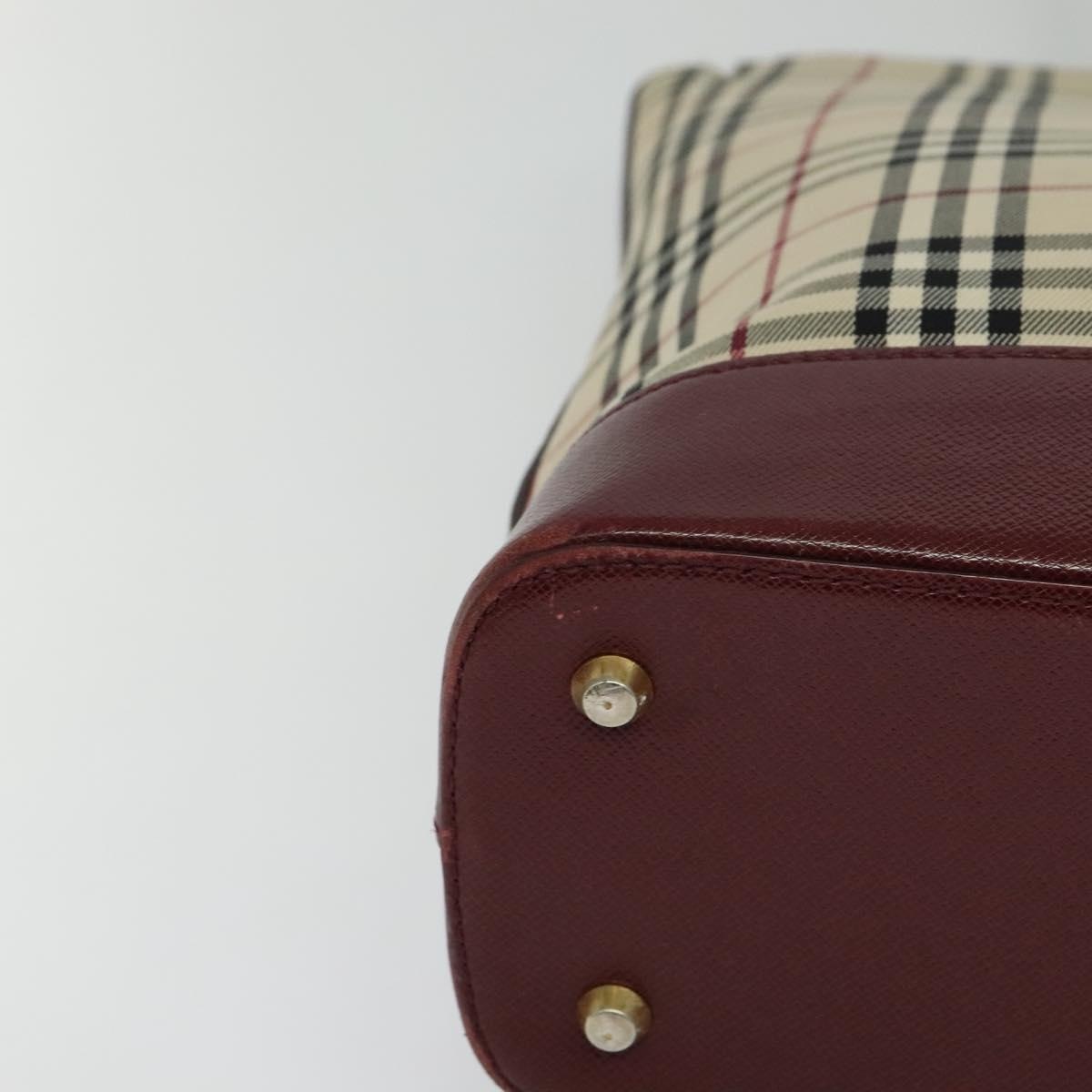 Burberry Nova Check Tote Bag Canvas Leather Beige Red Gold - 10