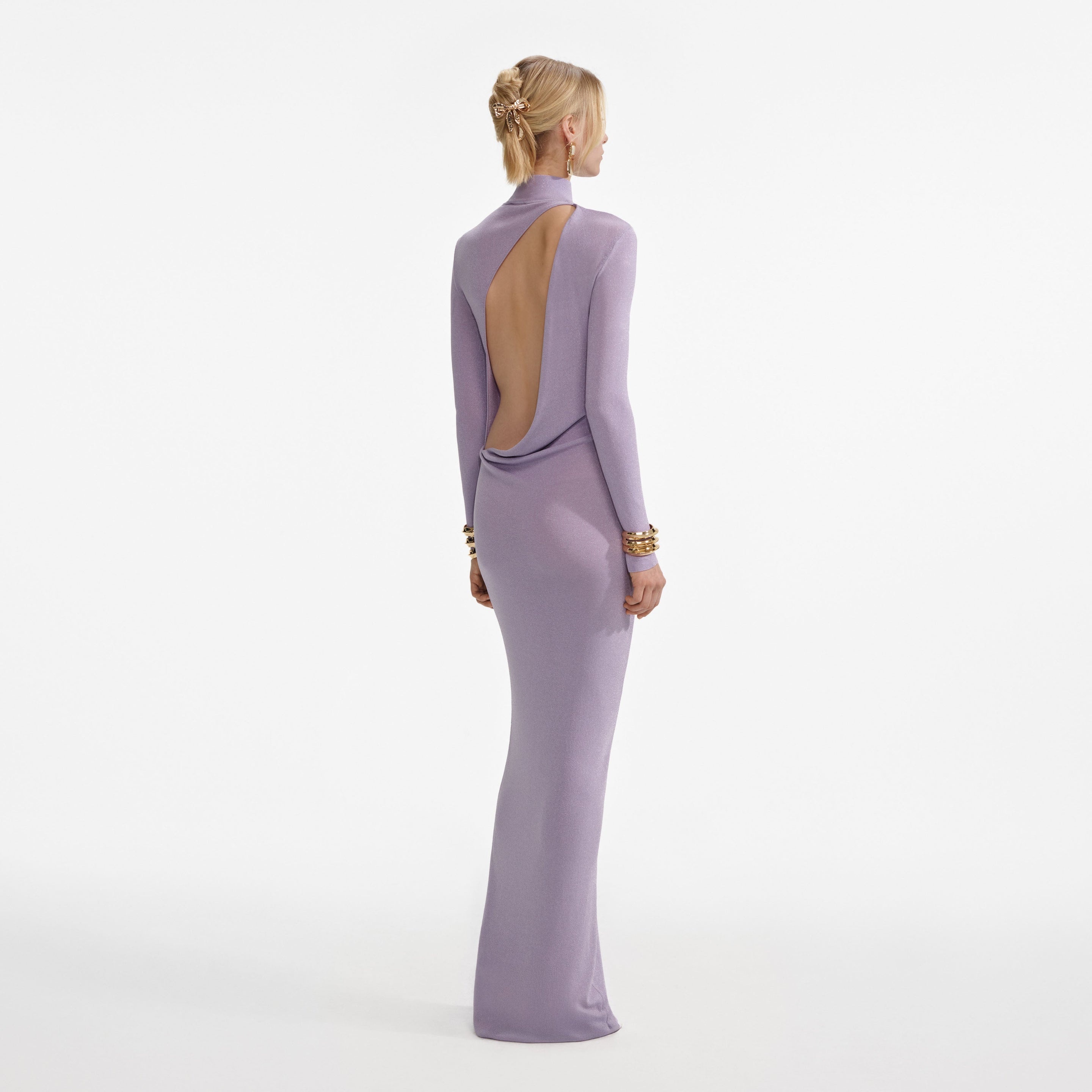 Lilac Viscose Knit Maxi Dress - 3