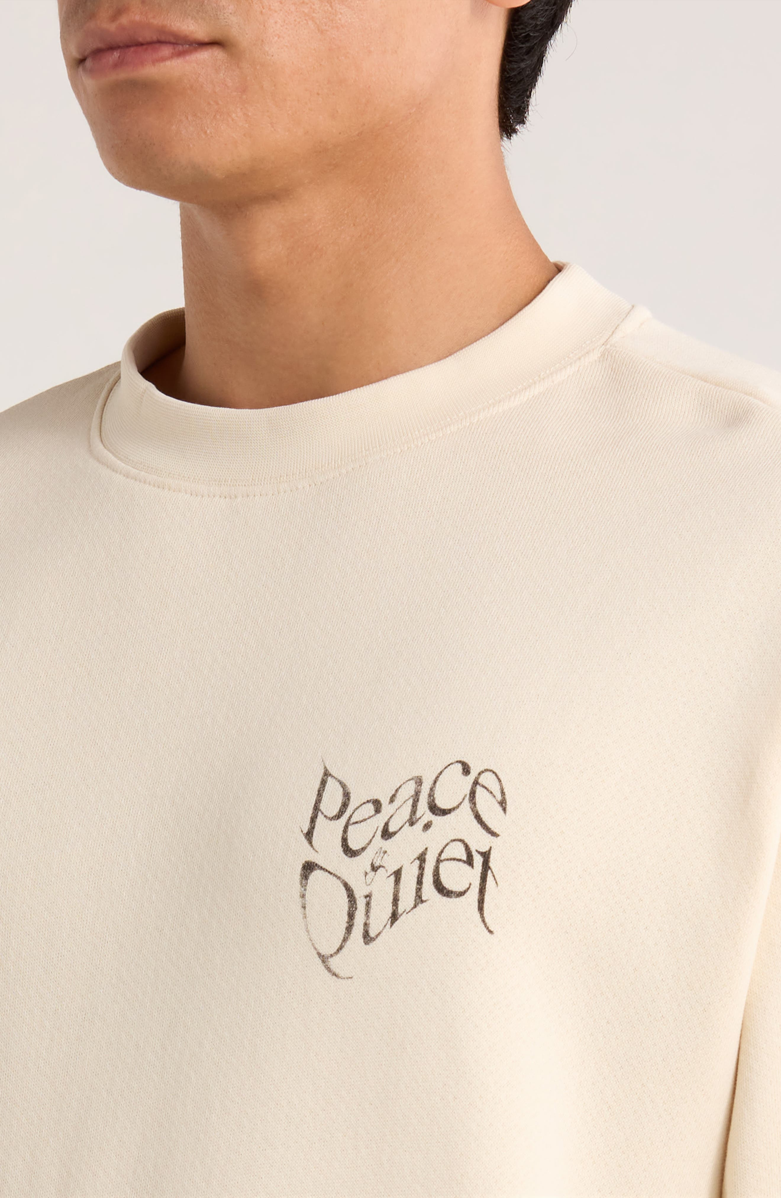 Museum of Peace & Quiet Warped Logo Cotton Crewneck Sweatshirt in Bone at Nordstrom - 4