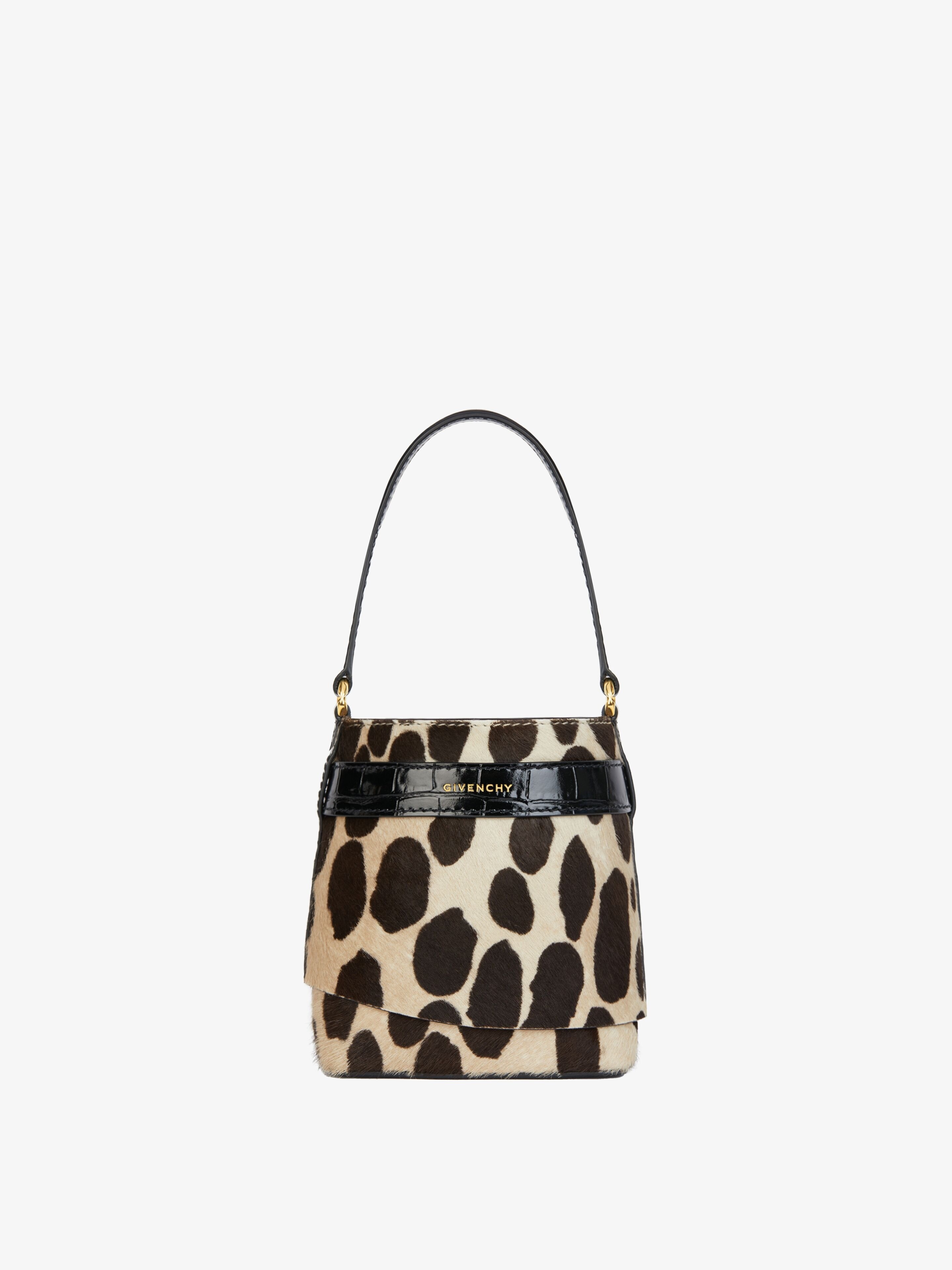 MICRO SHARK LOCK BUCKET BAG IN LEOPARD PRINT PONY LEATHER - 5