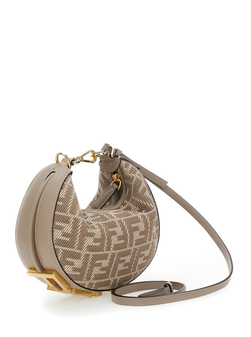 Fendi Women 'Fendigraphy' Beige Mini Bag With All-Over Ff Motif And Metal Lettering Logo On The Bott - 3