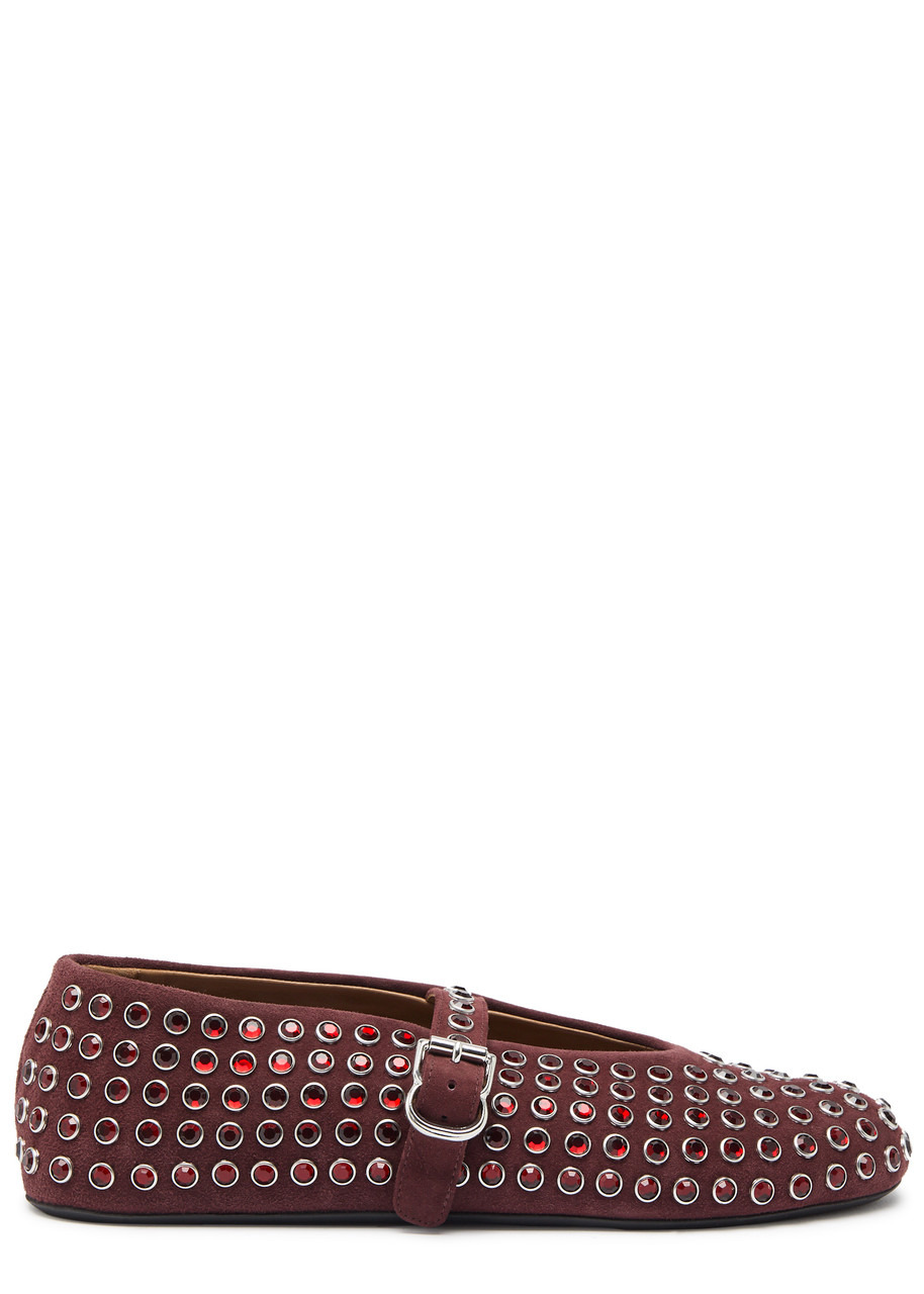 Alaïa Crystal-embellished Suede Ballet Flats - 1