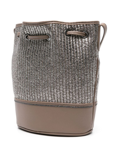 Brunello Cucinelli metallic raffia bucket bag outlook