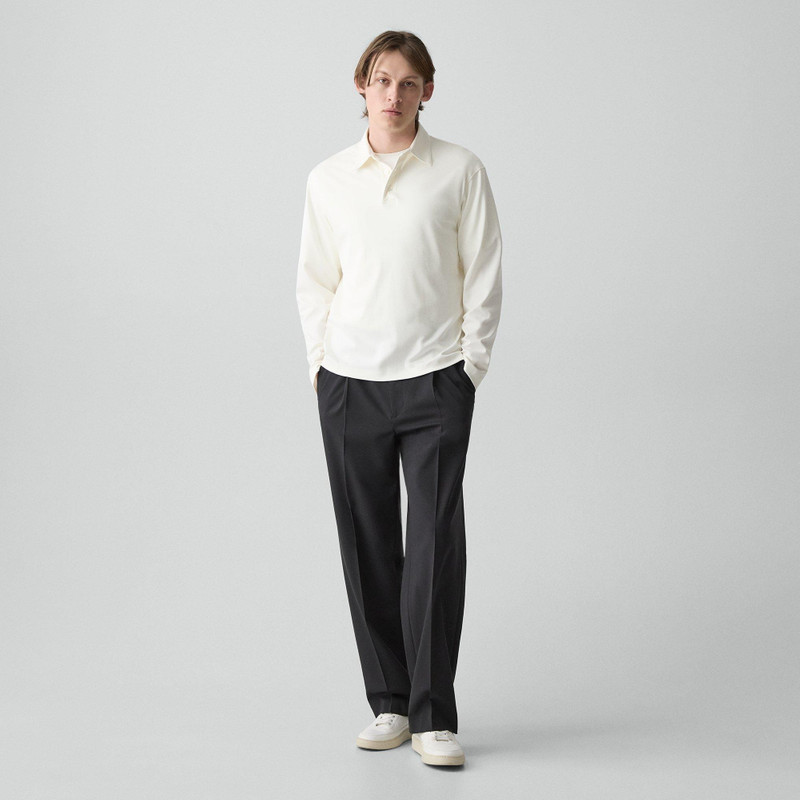 Theory Relaxed Long-Sleeve Polo Shirt in Cotton Jersey outlook