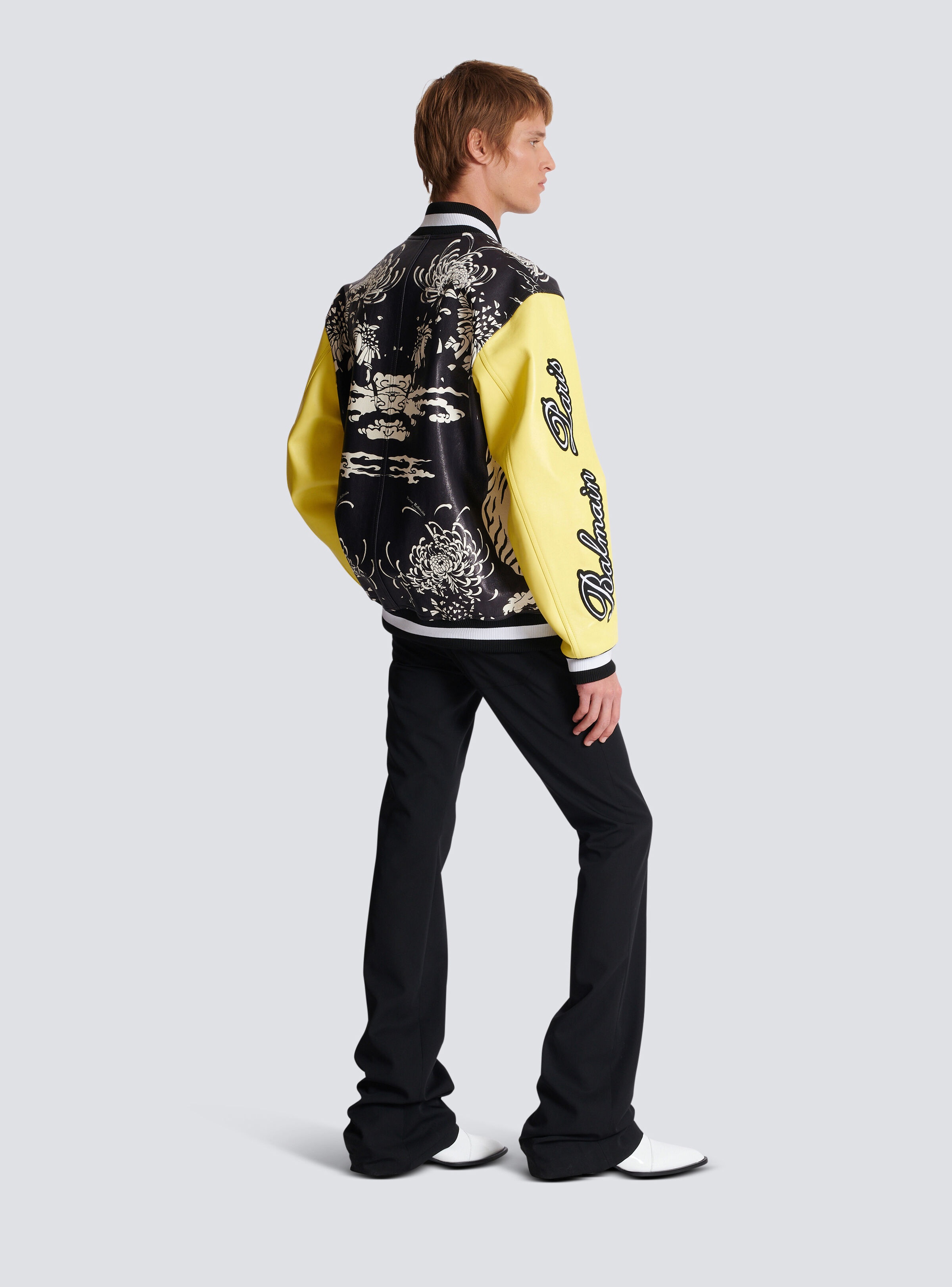 Leather varsity jacket with Tiger print - 4