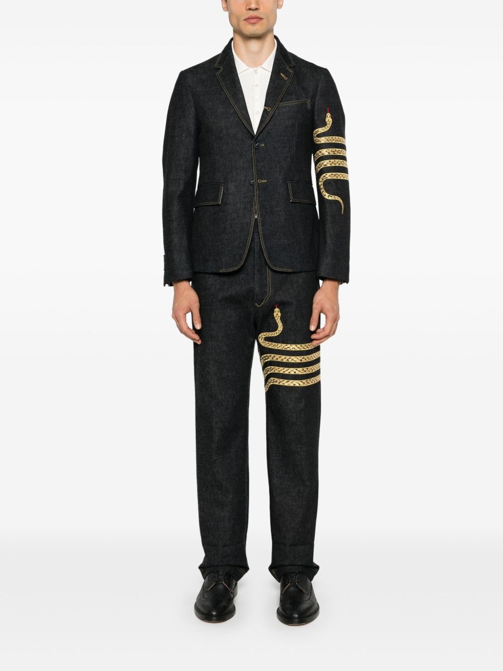 4-Bar snake-embroidered denim blazer - 2
