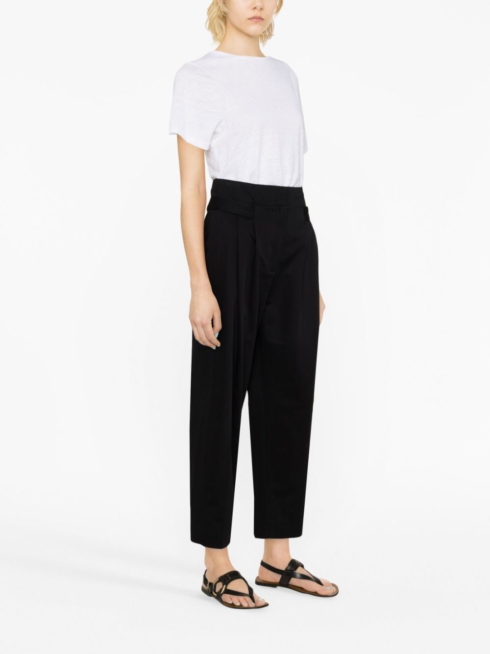 pleat-detail high-waisted trousers - 4