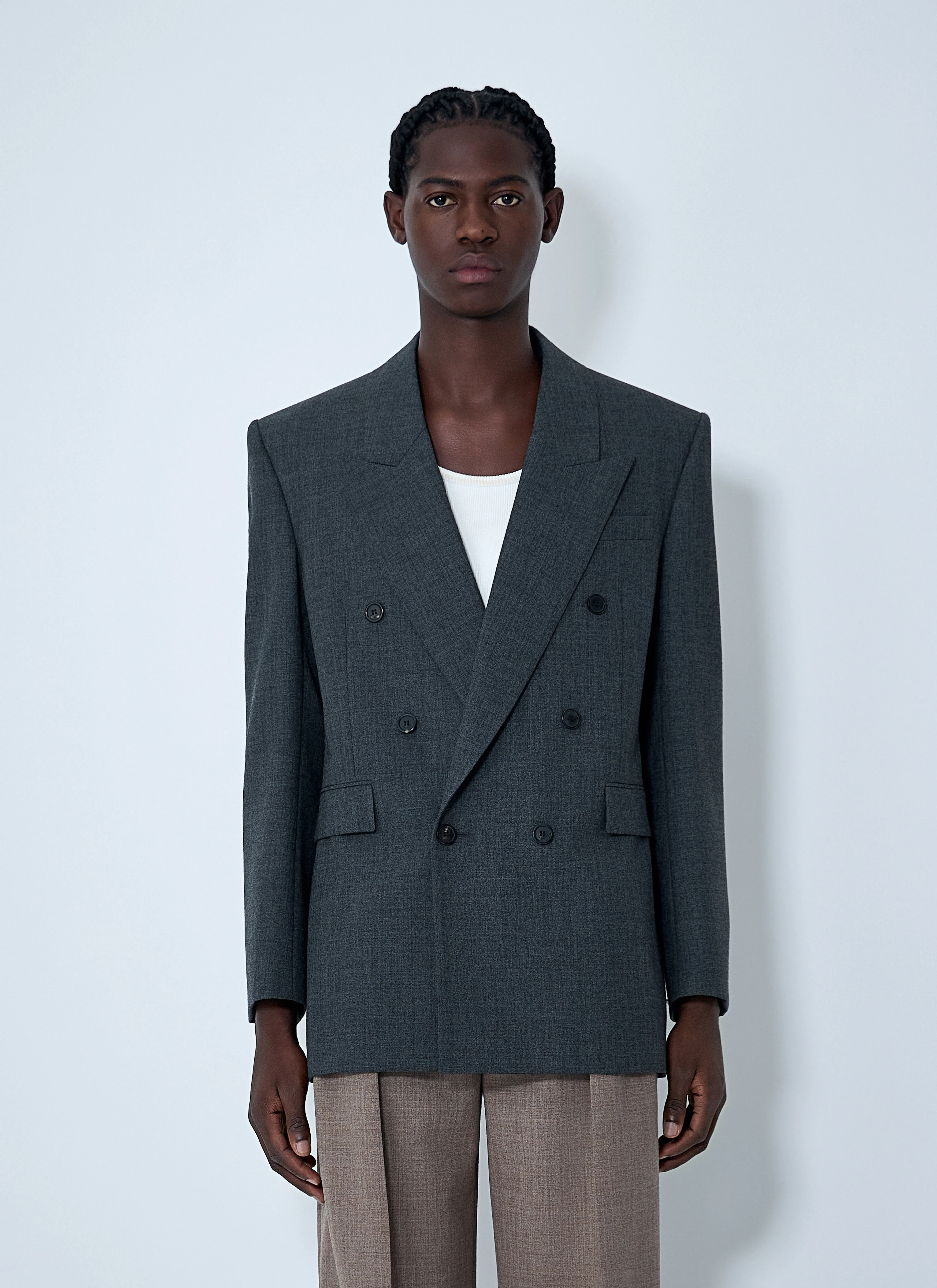 Double-Breasted Wool Blazer - 1