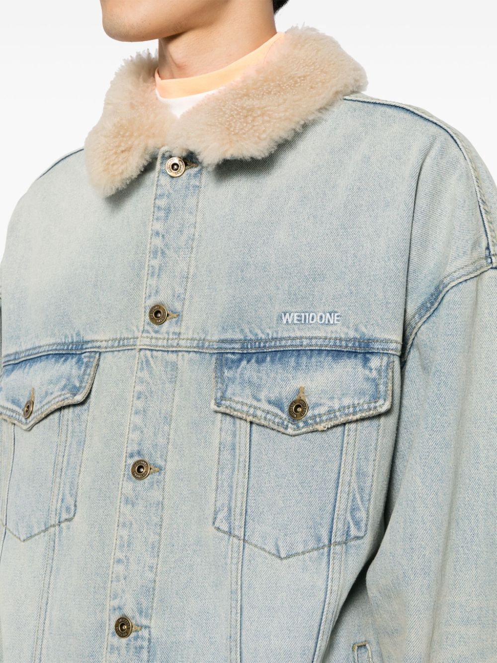 shearling-collar denim jacket - 5