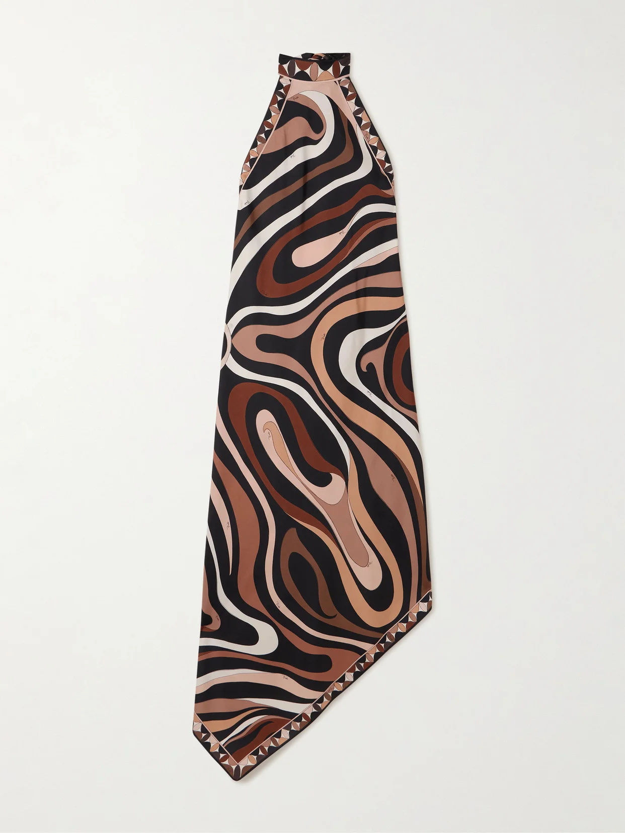 Marmo Asymmetric Printed Silk-twill Halterneck Dress - 1