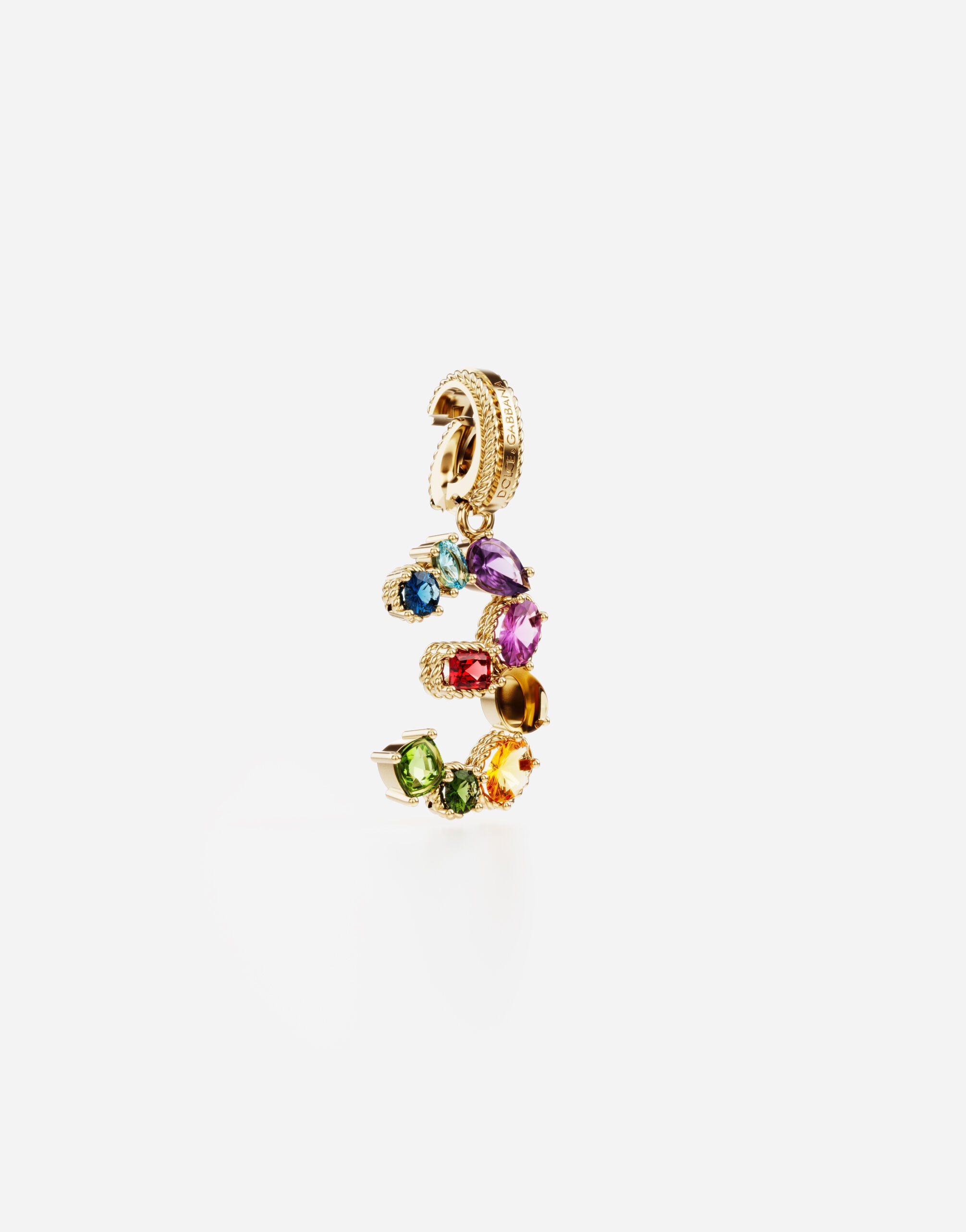 Charm 3 Lettering 18-carat yellow gold and multicolored gems - 2