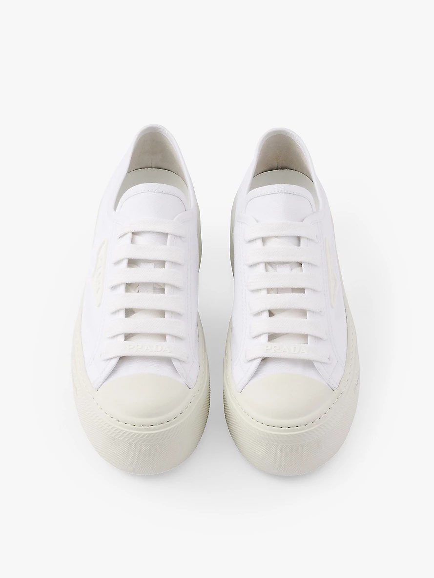 Logo-appliqué woven platform trainers - 3