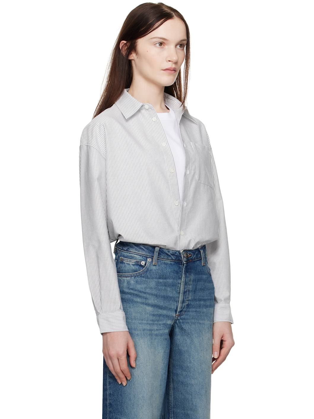 White & Navy Boyfriend Logo Shirt - 2