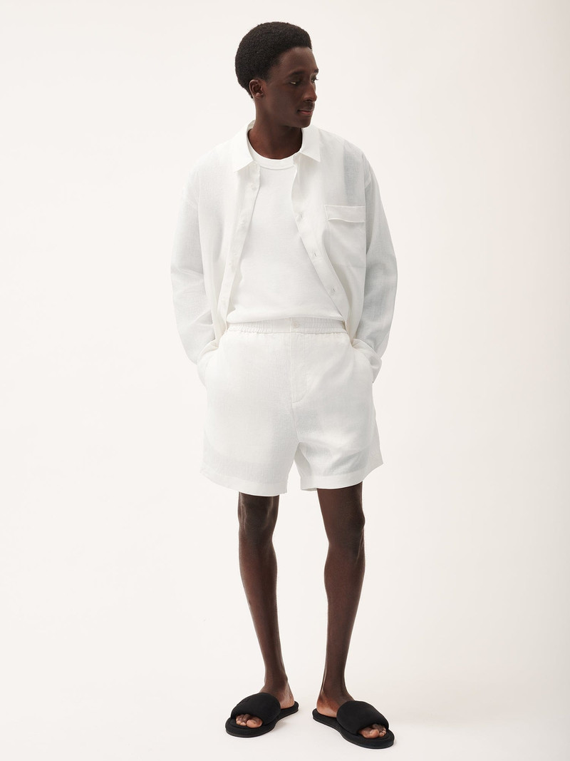 PANGAIA Mens DNA Aloe Linen Mid Length Shorts - Off-White outlook