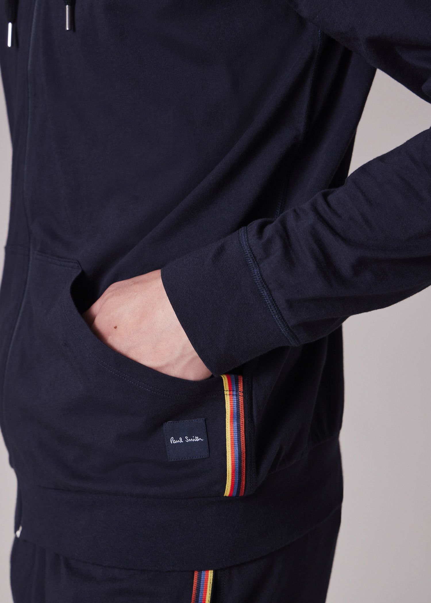 Navy Jersey Cotton Zip Lounge Hoodie - 7