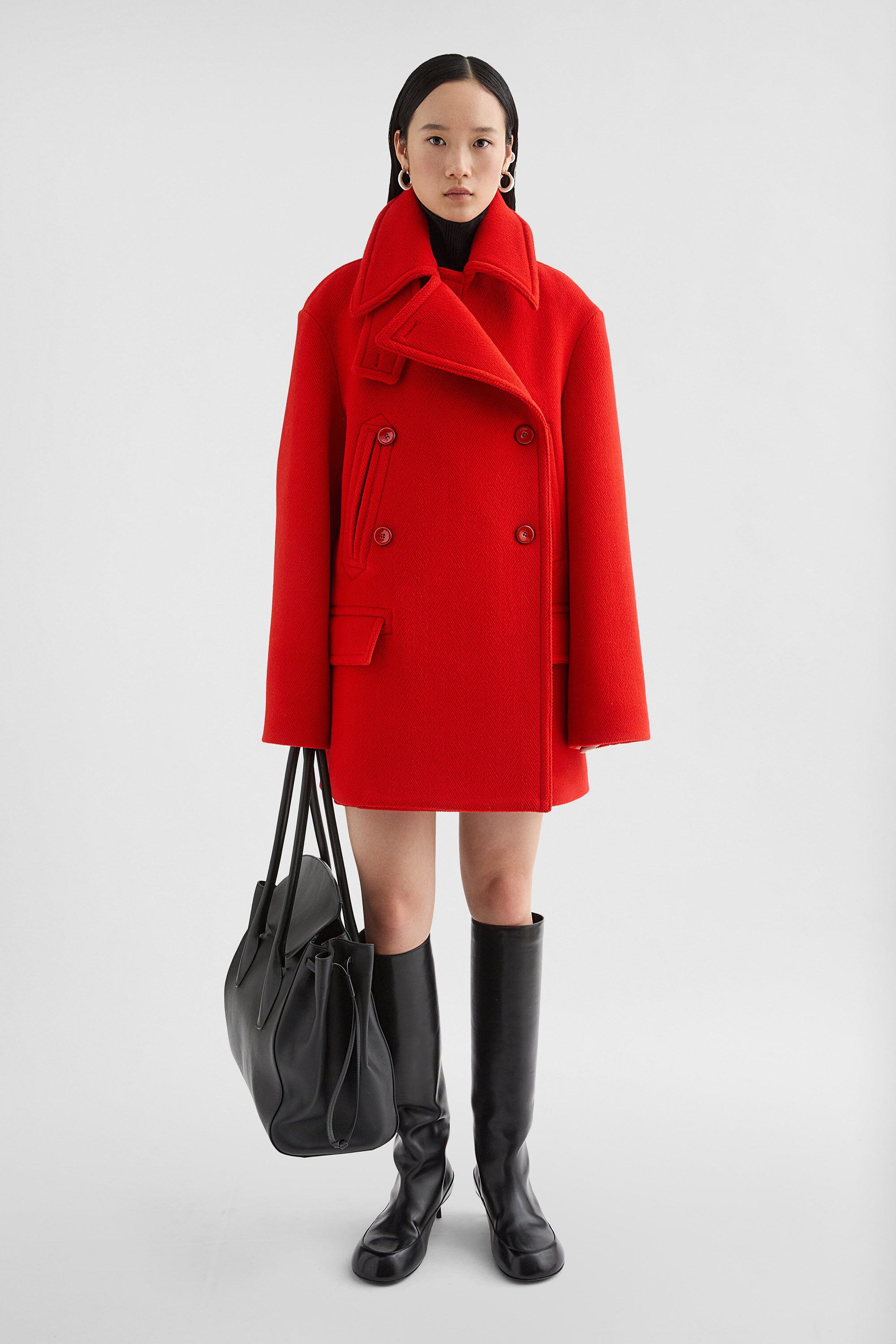 Wool Chevron Coat - 4
