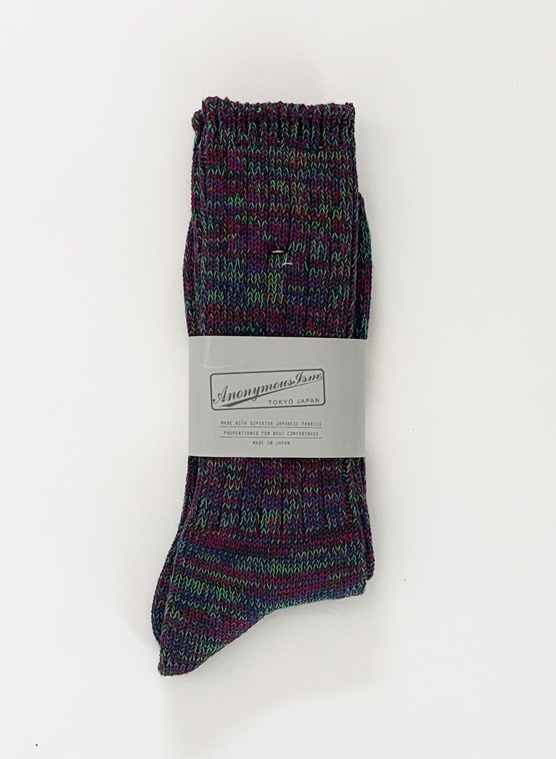 Anonymous Ism 5 Colour Mix Crew Sock in Dark Purple - 1