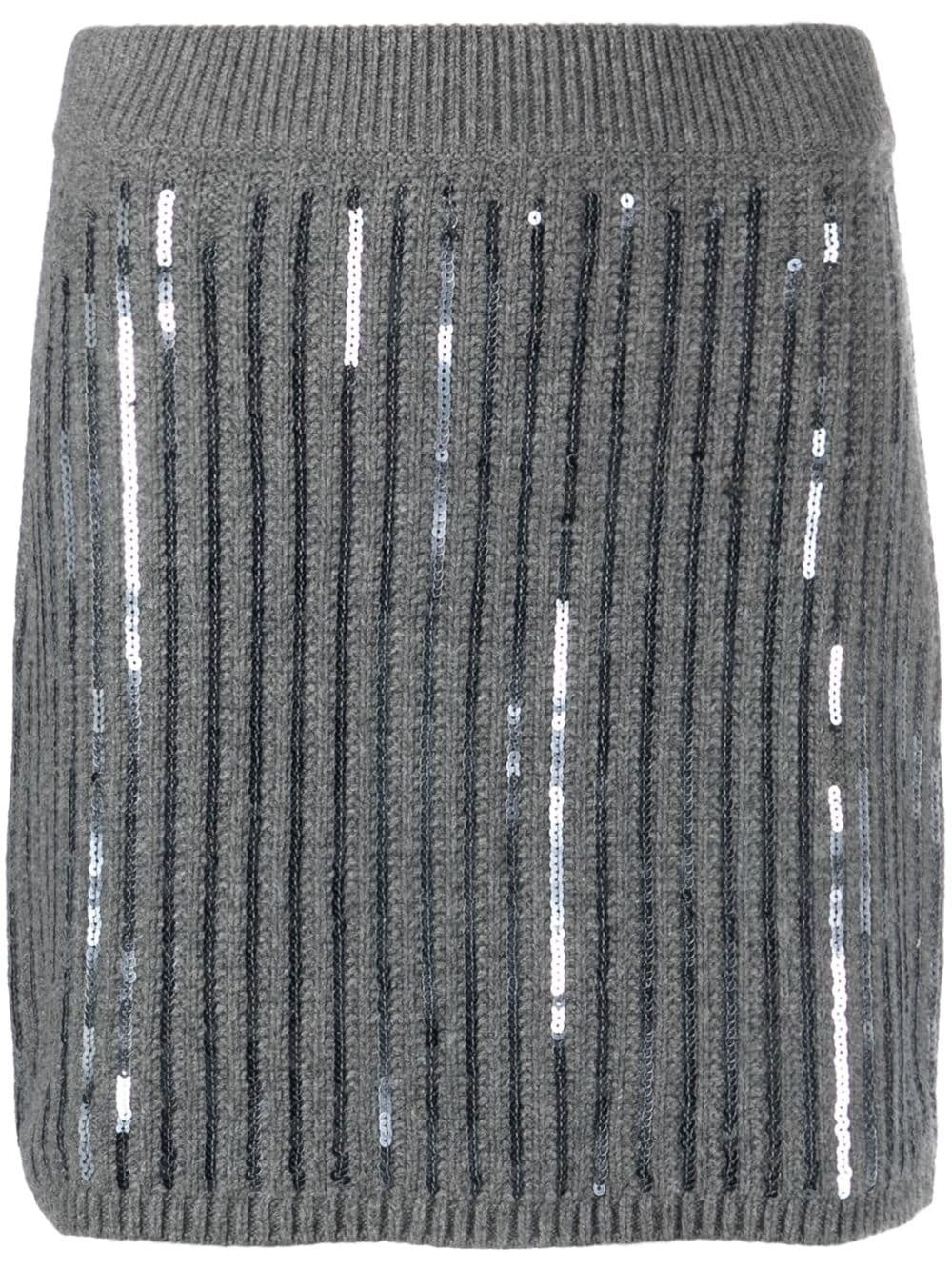 sequin-embellishment knitted skirt - 1