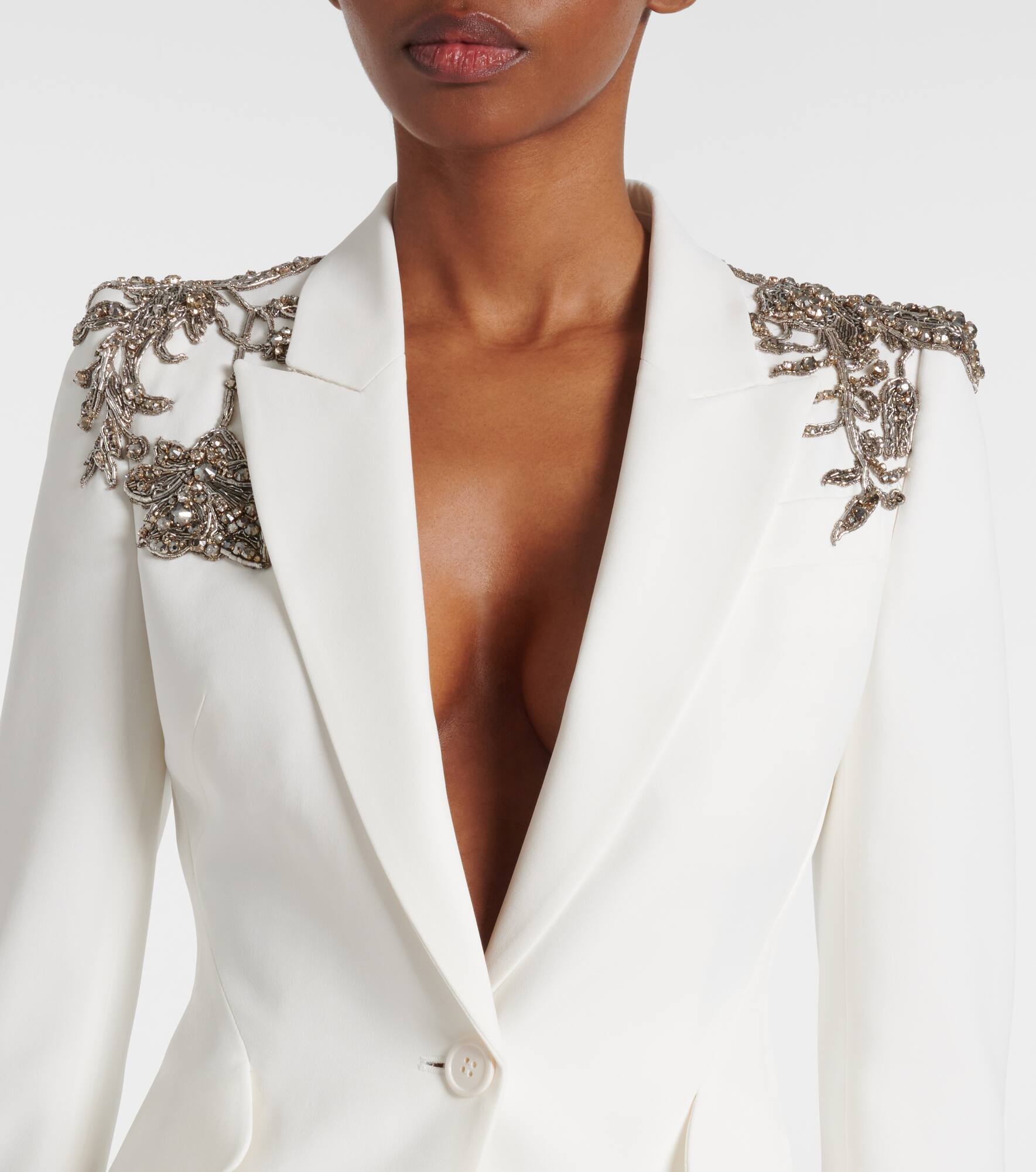 Embroidered single-breasted blazer - 4