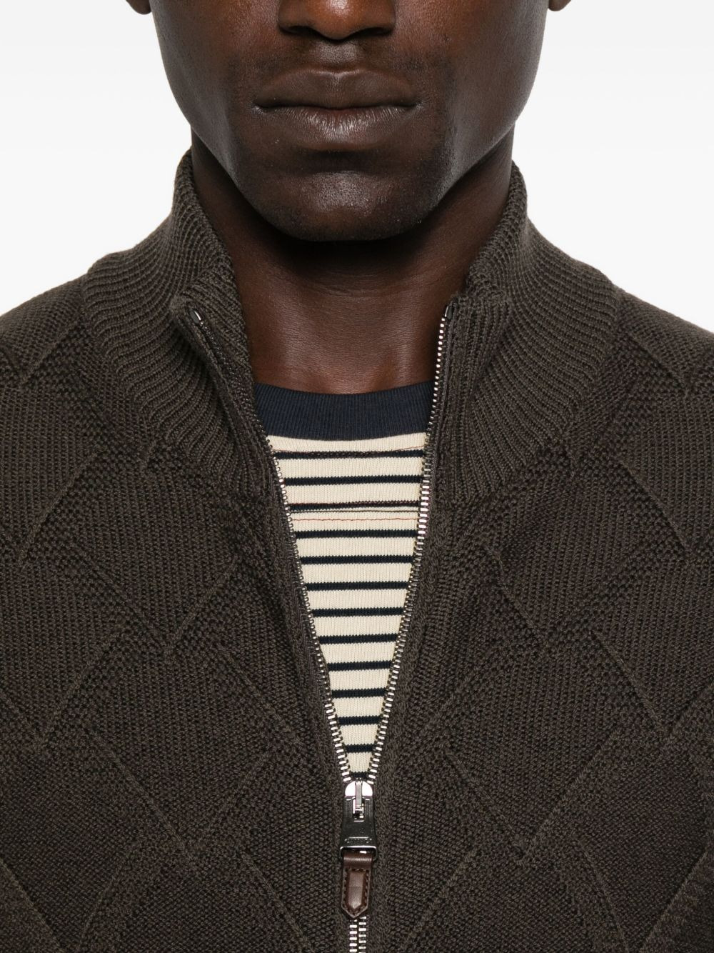 quilted zip-up cardigan - 5