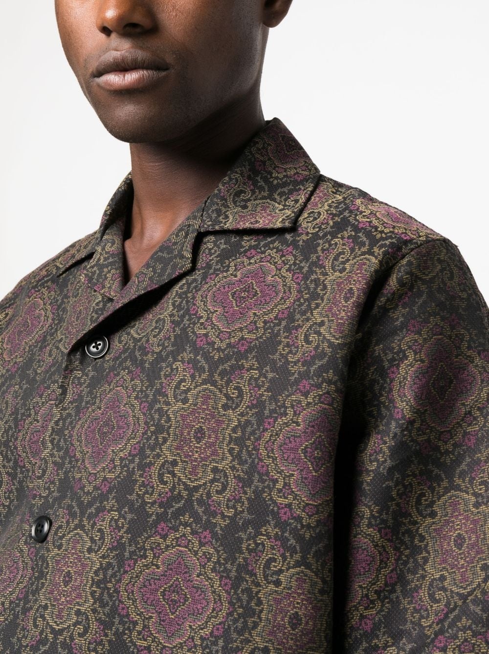 geometric-pattern short-sleeved shirt - 5