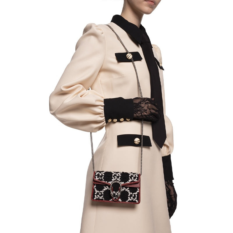 (WMNS) Gucci Dionysus Tiger Head Logo Chain Shoulder Messenger Bag Mini Black / Red 476432-HS8AN-116 10