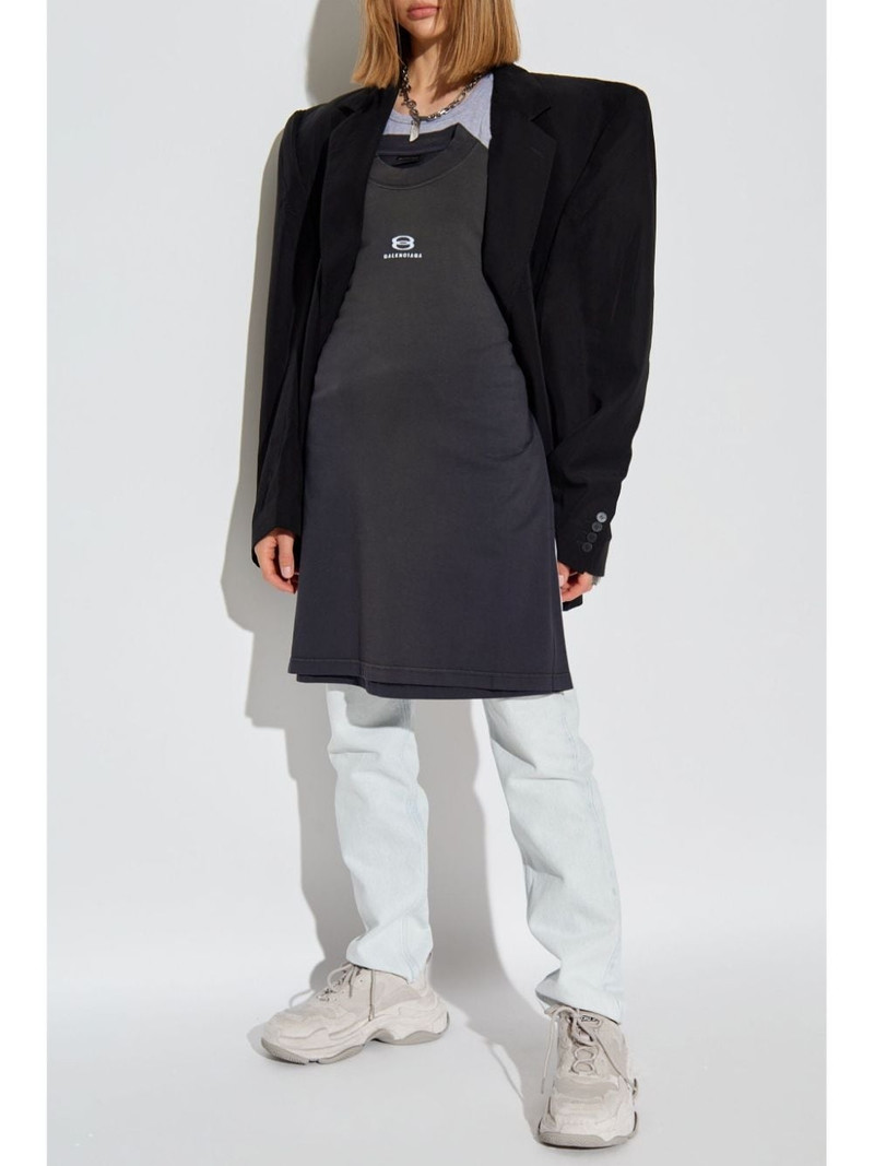 BALENCIAGA distressed contrasting trim jeans outlook