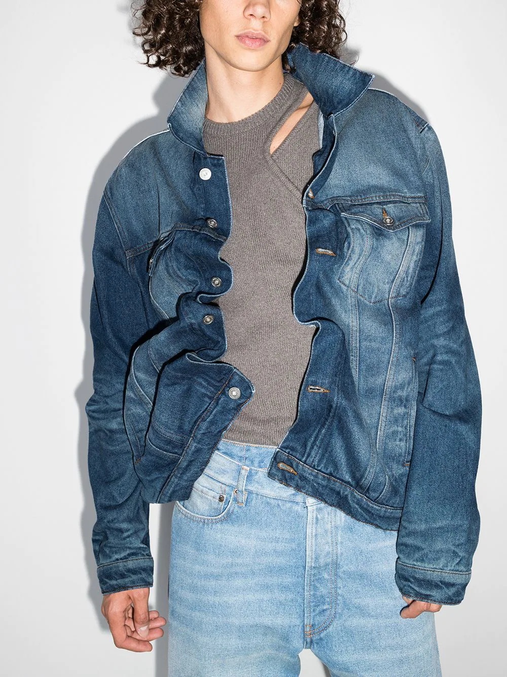 faded wire denim jacket - 2