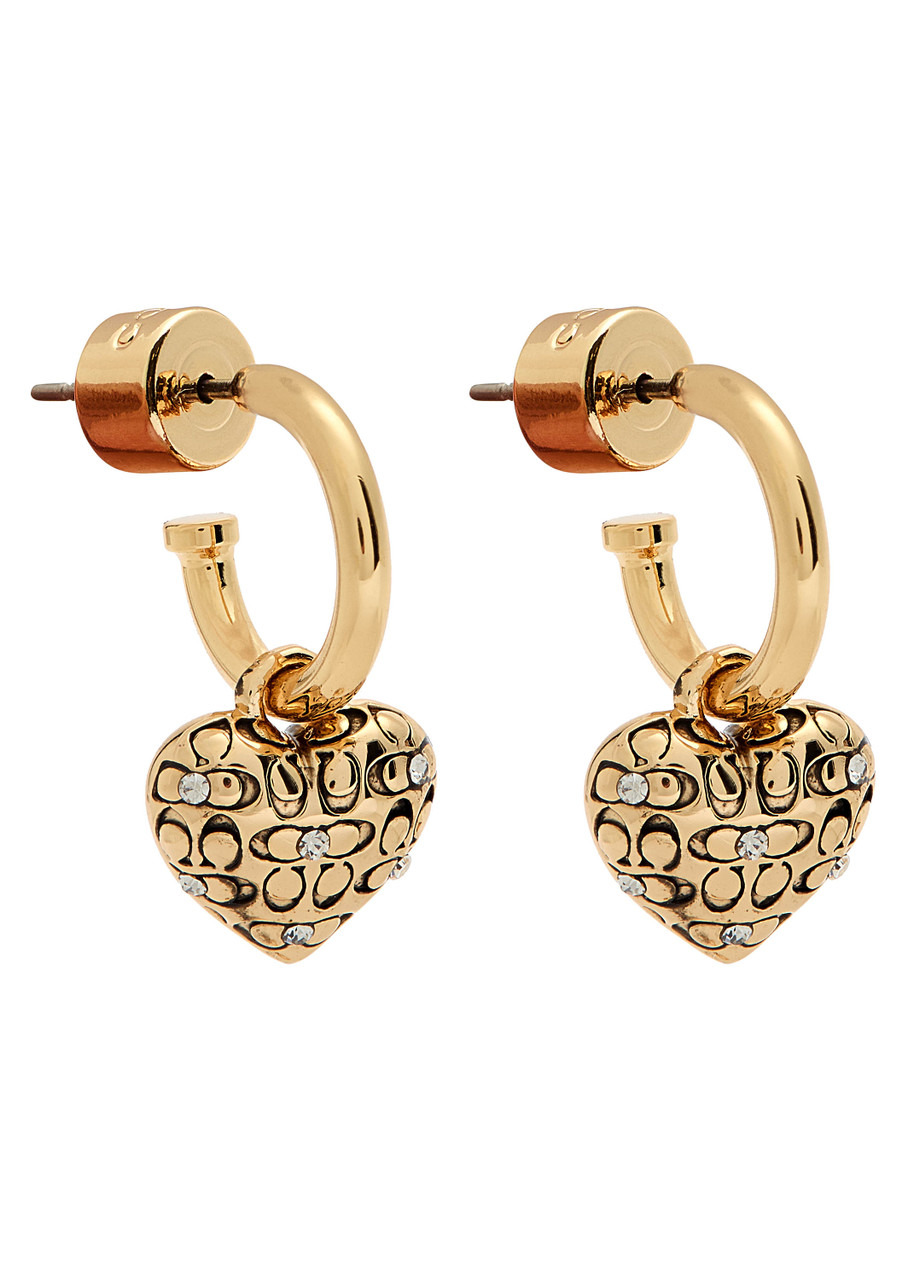 Coach Quilted Heart Hoop Earrings - 1