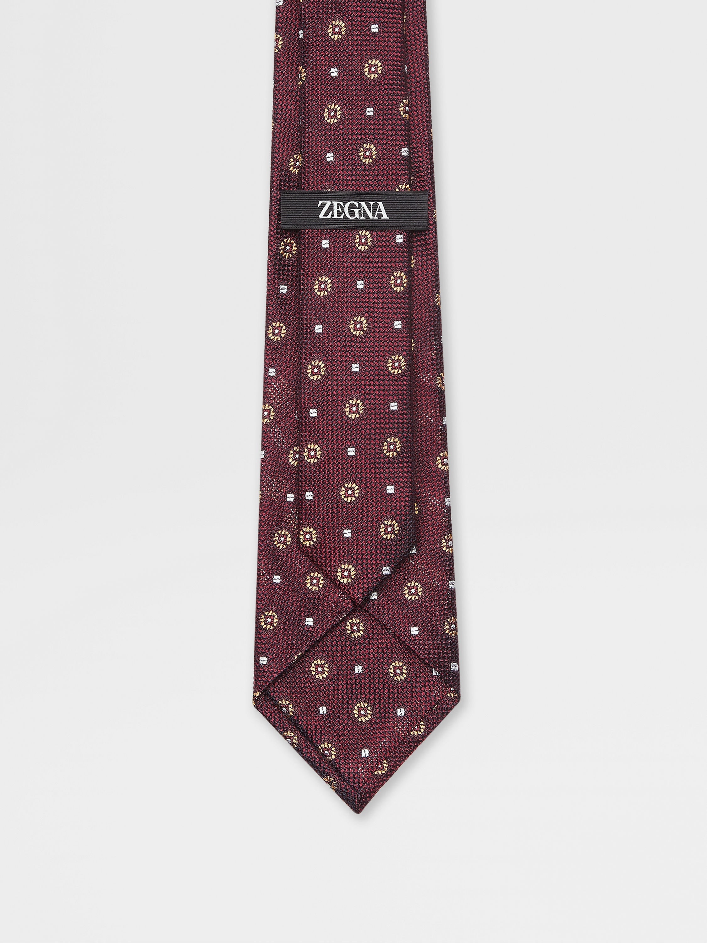 BURGUNDY PRINTED SILK GRENADINE TIE - 3