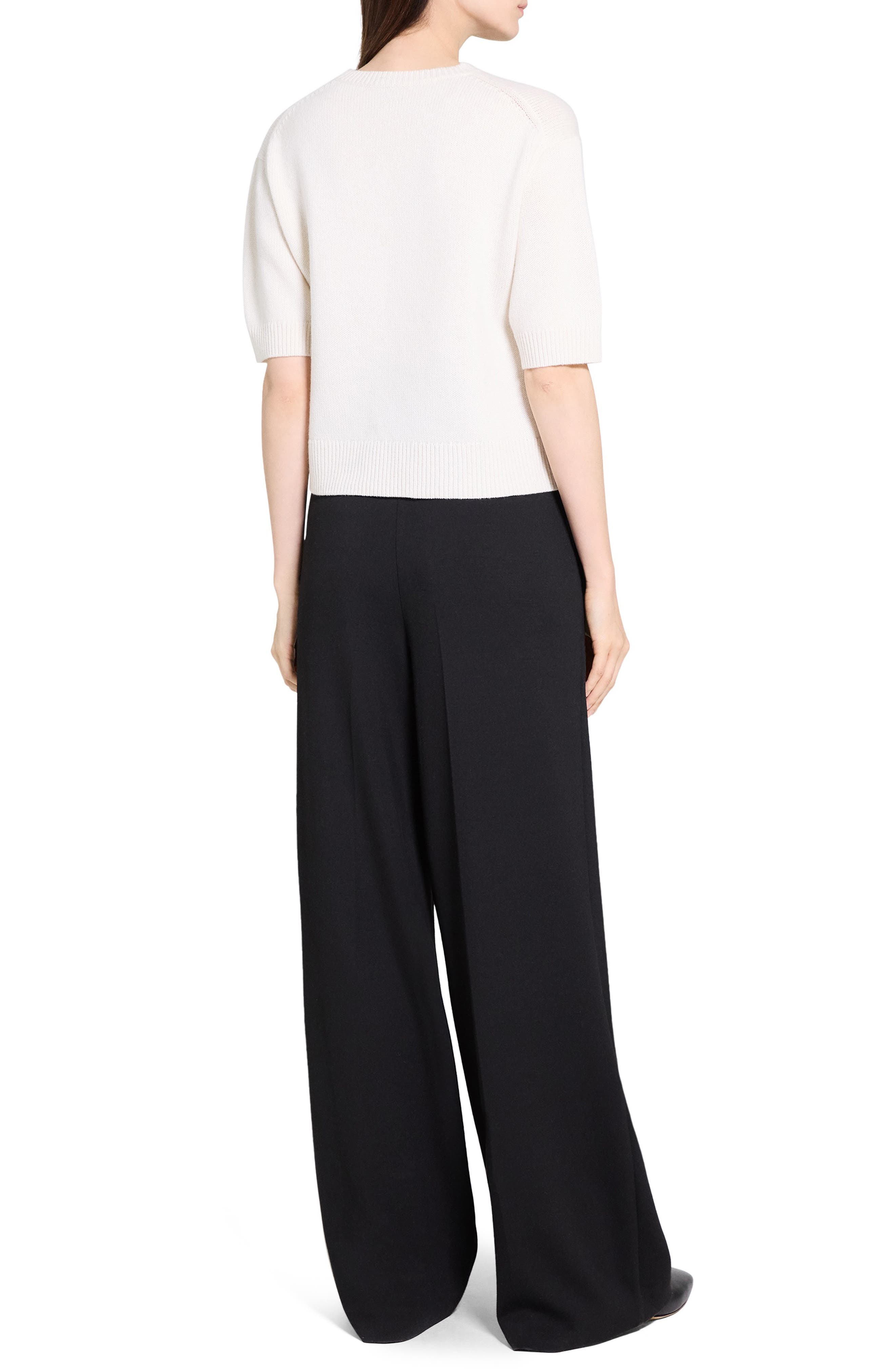 Theory Short Sleeve Cashmere Sweater in Ivory at Nordstrom - 7