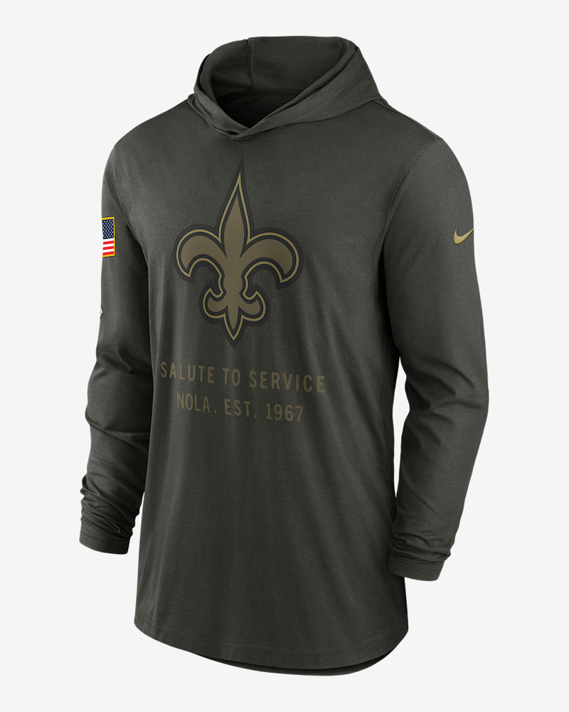 New Orleans Saints Salute to Service Sideline Men’s Nike Dri-FIT NFL Long-Sleeve Hooded Top 1