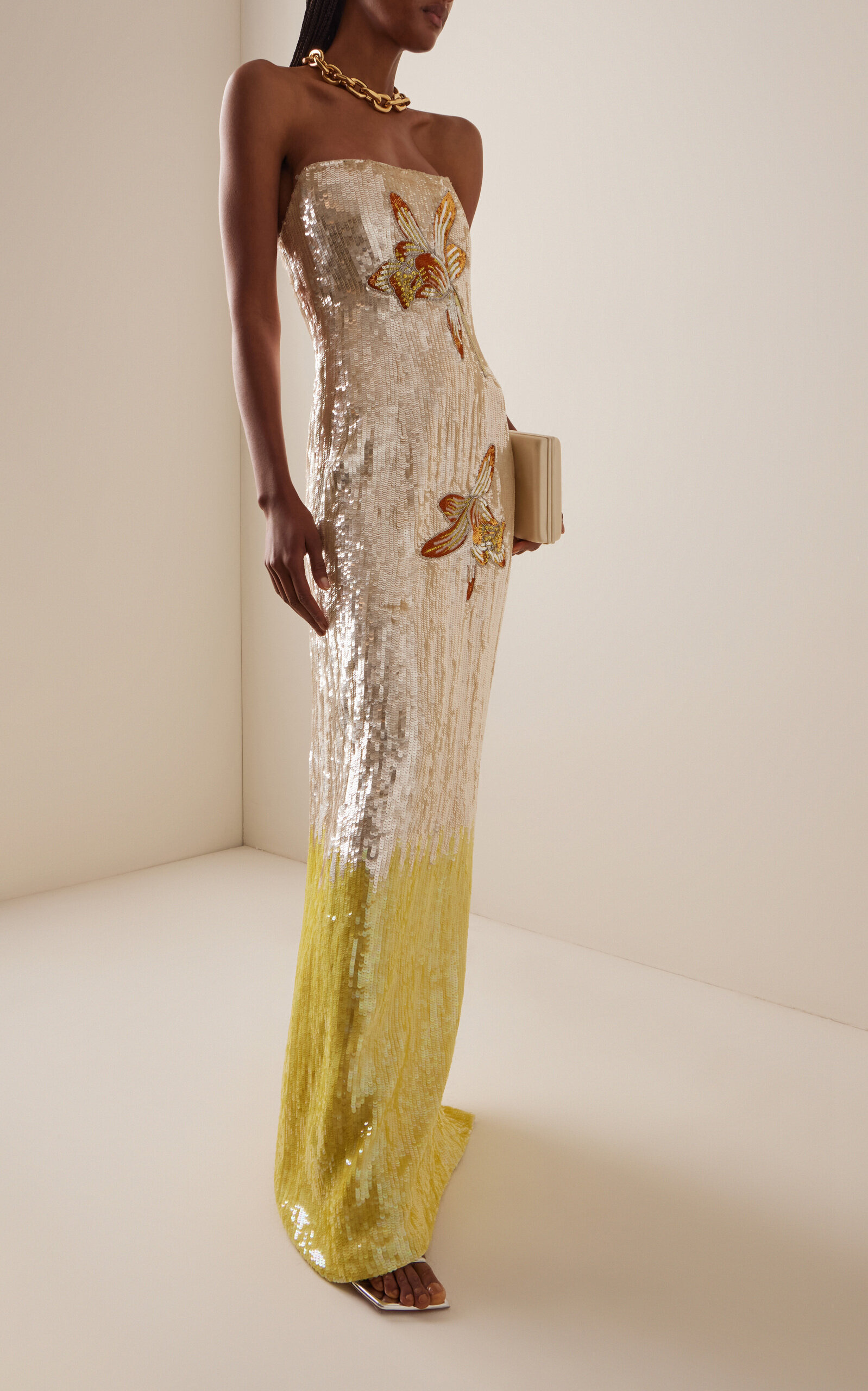Esperanza Floral Sequined Gown gold - 2