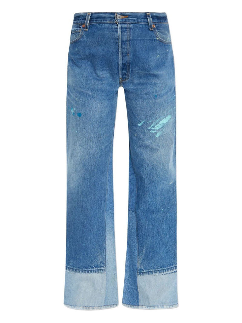 paint-splatter panelled jeans 1
