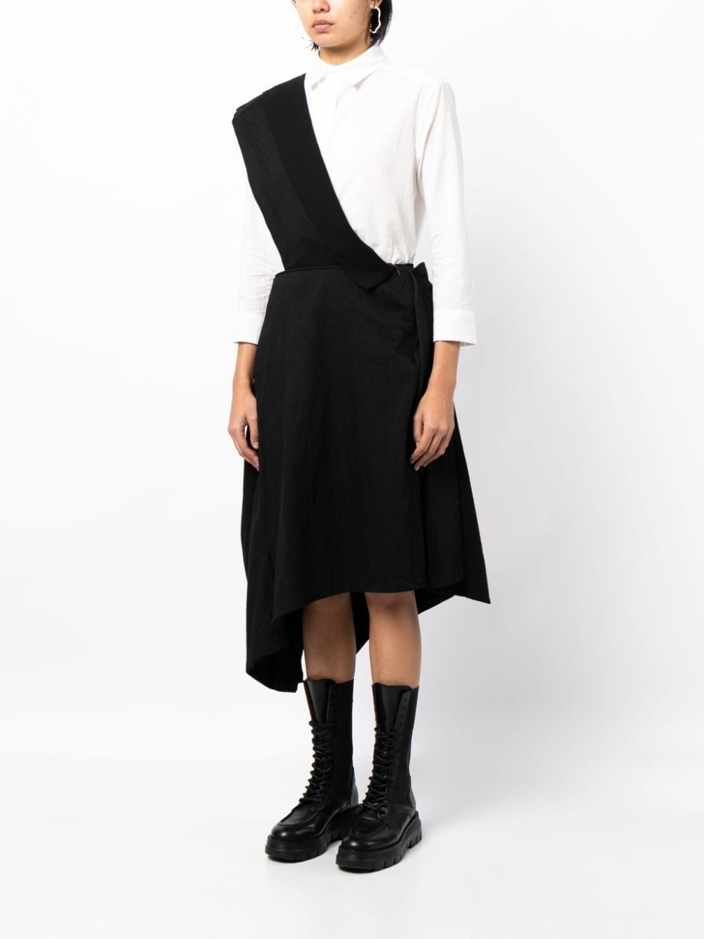asymmetric-design cotton dress - 3