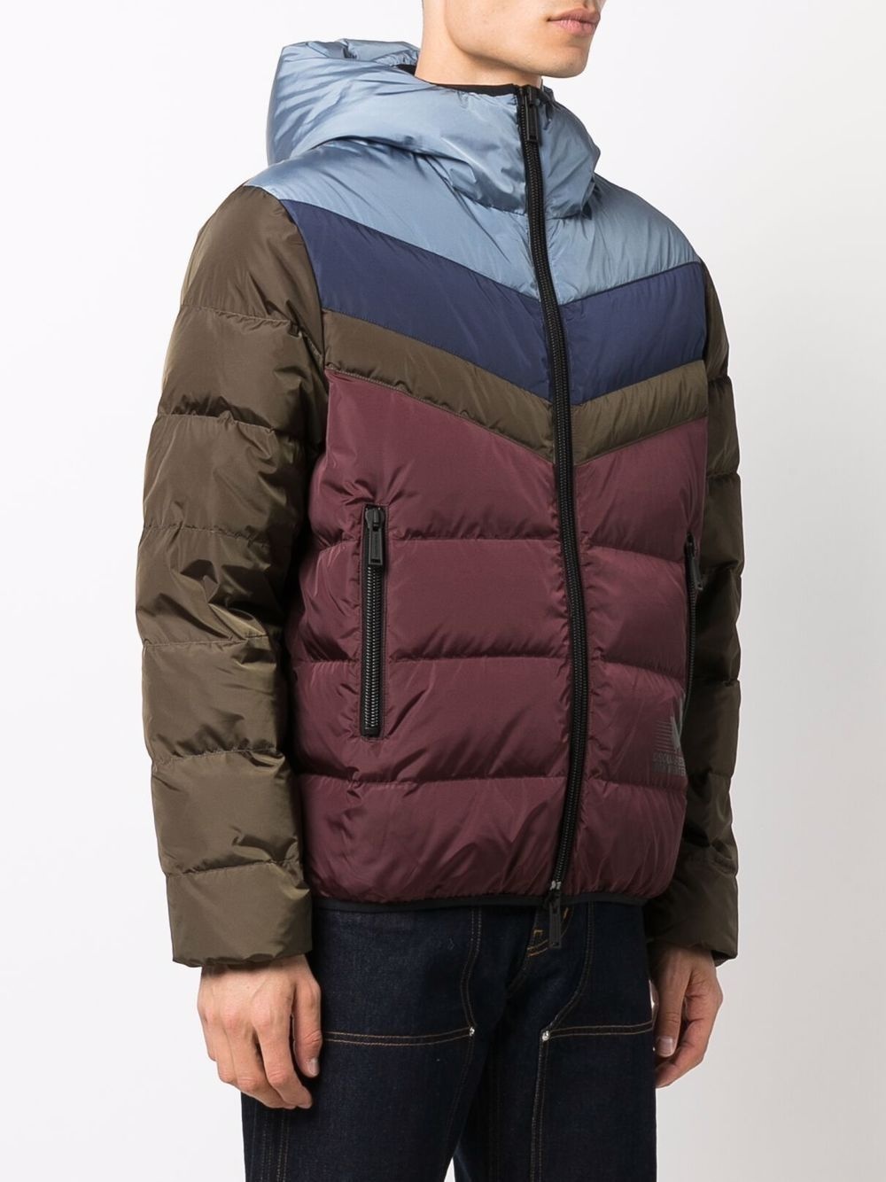 colour-block padded jacket - 3