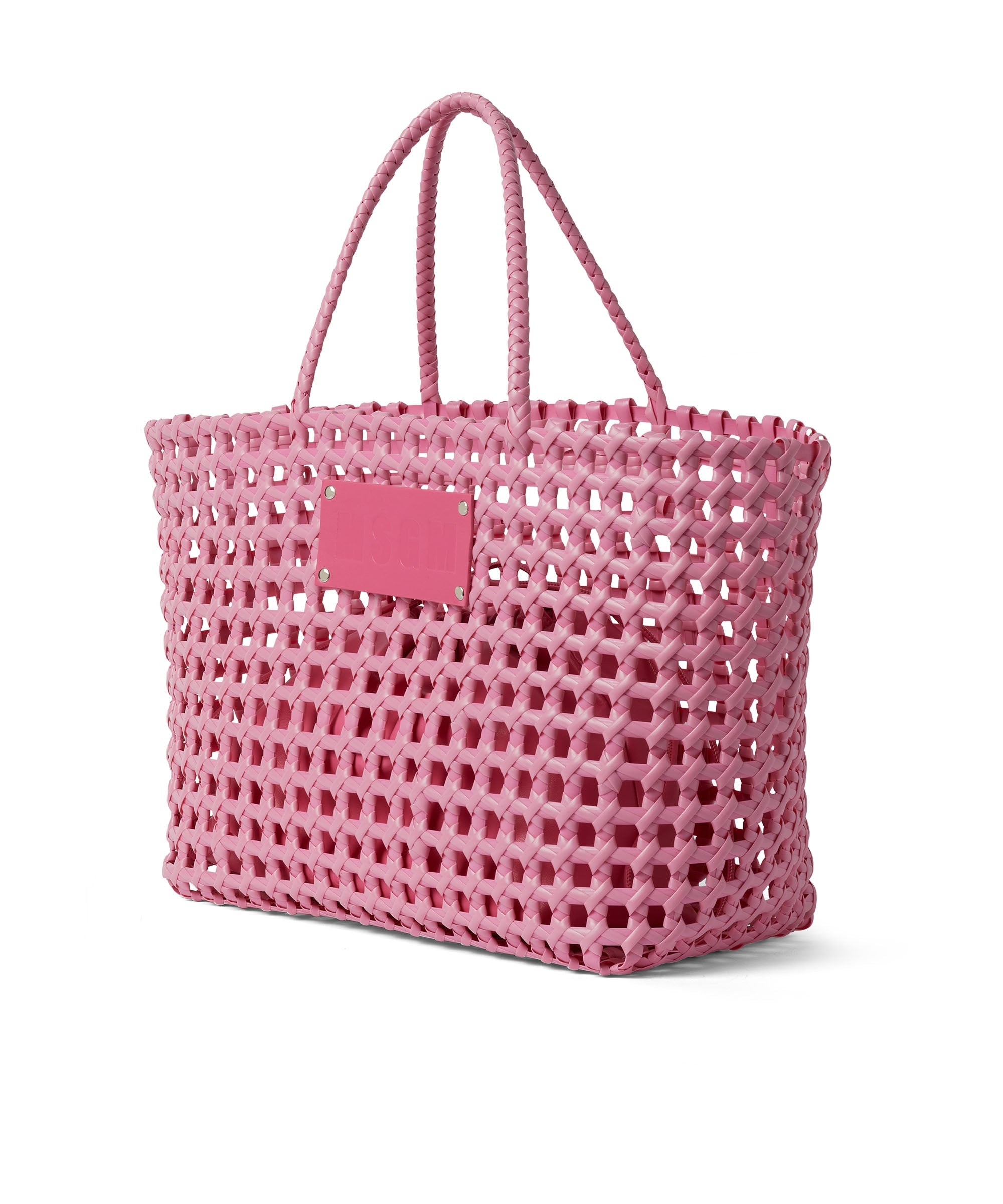 Faux leather basket net bag with accompanying mini pouch - 3