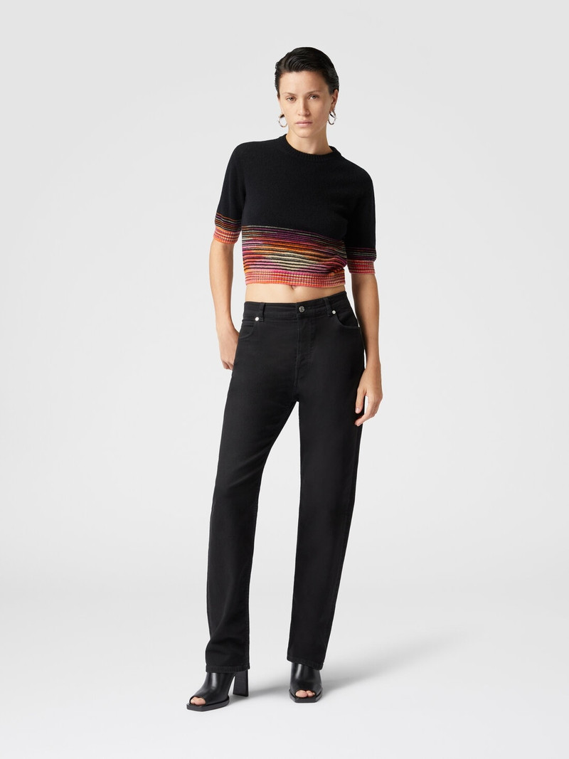 Missoni Short-sleeved flared cashmere crewneck crop top outlook