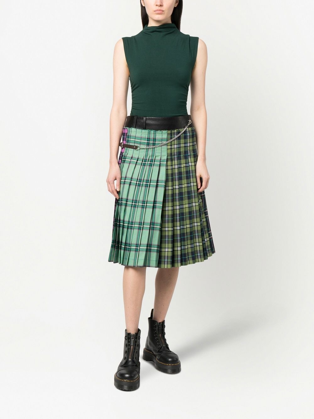 pleated plaid-patterned midi skirt - 2